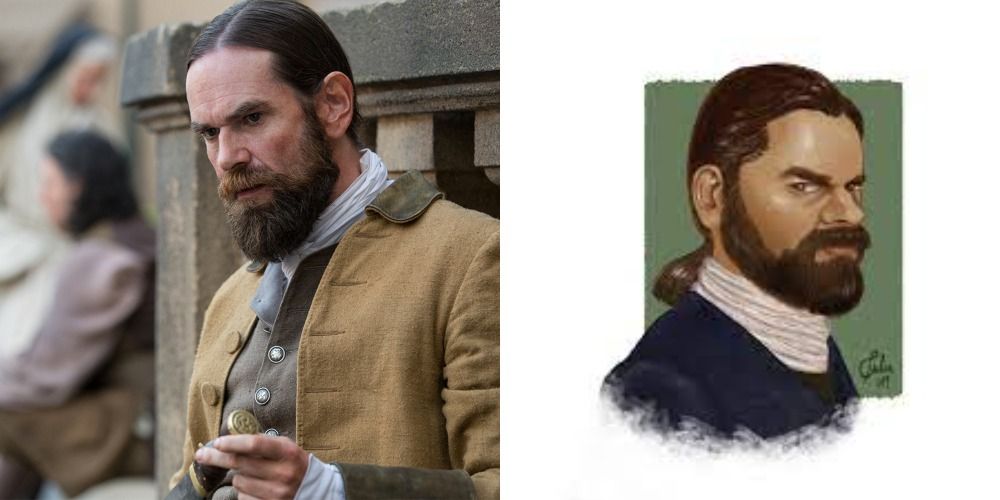 An image of Murtagh and the fan art in Outlander