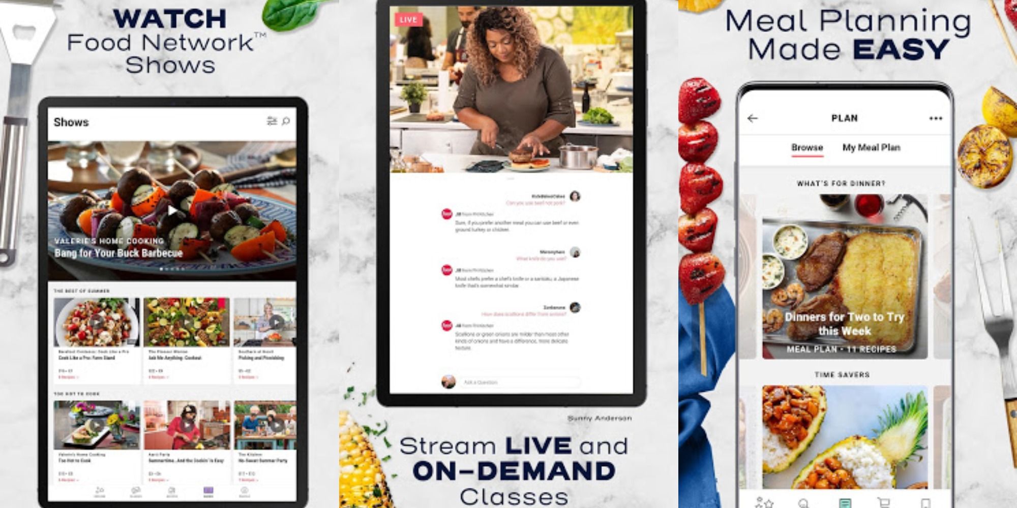 An image of the Food Network Kitchen app on the mobile