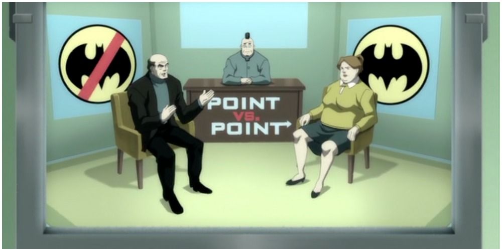 Lana Lang defends Batman in a TV debate