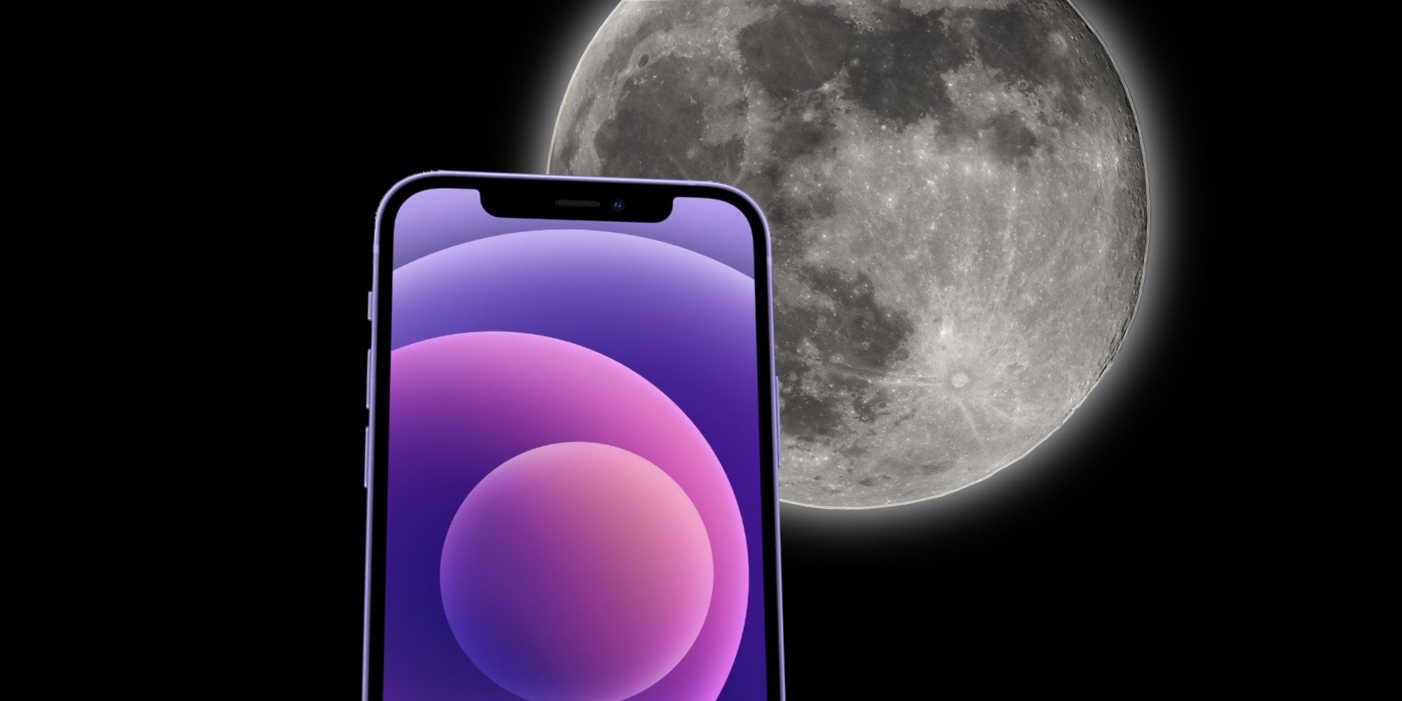 Apple iPhone 12 Purple With Moon Background