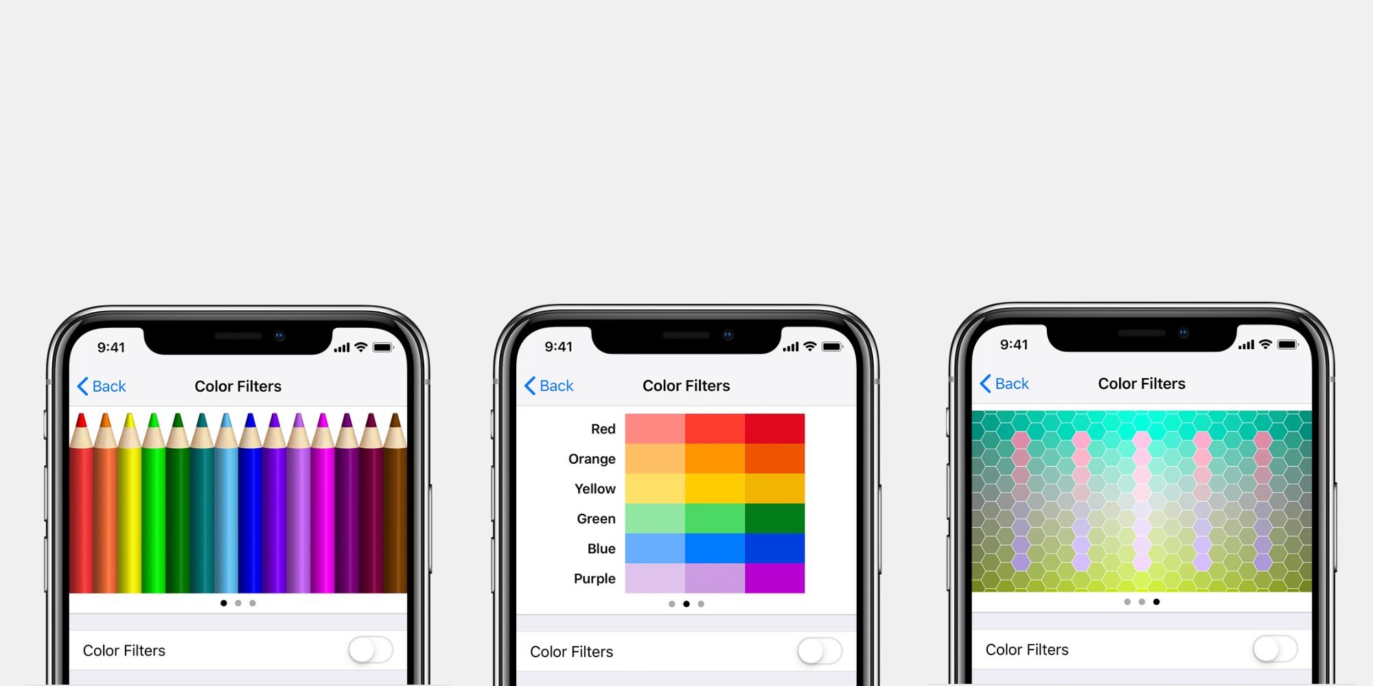Apple iPhone Color Filter options