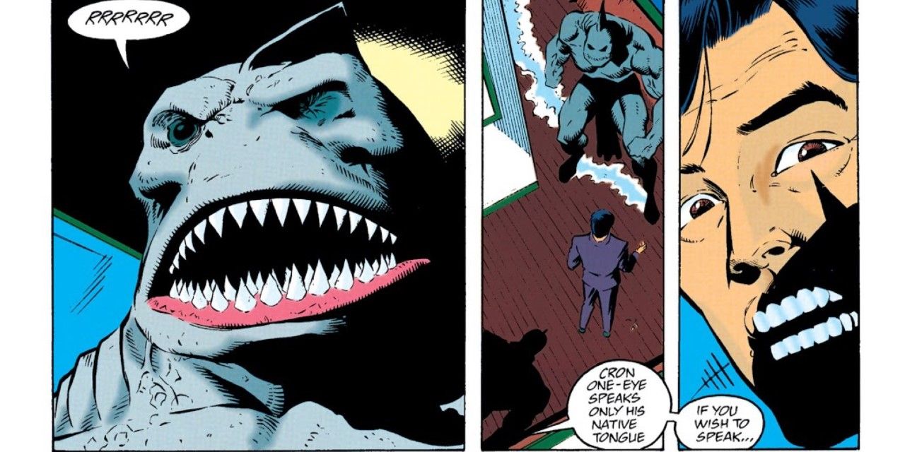 Split screen of Aquaman and Cron DC Comics