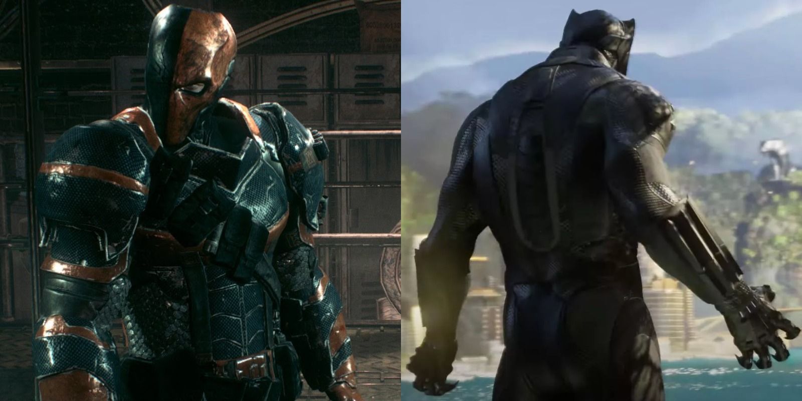 Arkham Knight's Deathstoke and Black Panther from Marvel's Avengers