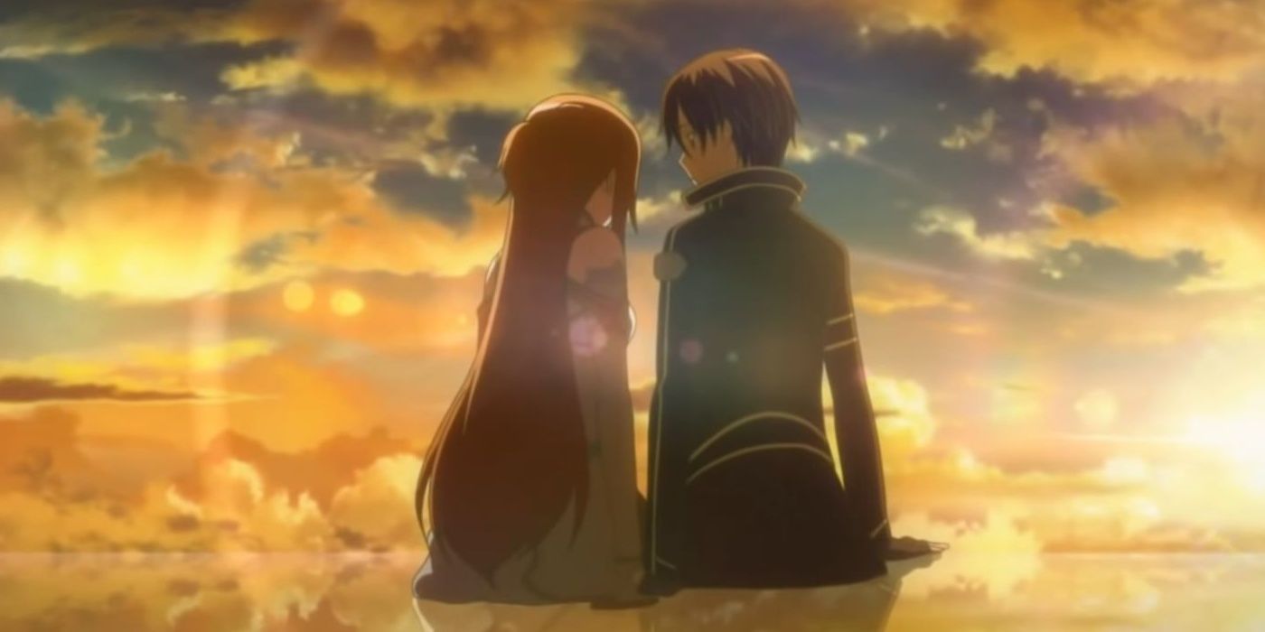 Asana and Kirito say a seemingly final farewell as they die in Sword Art Online.