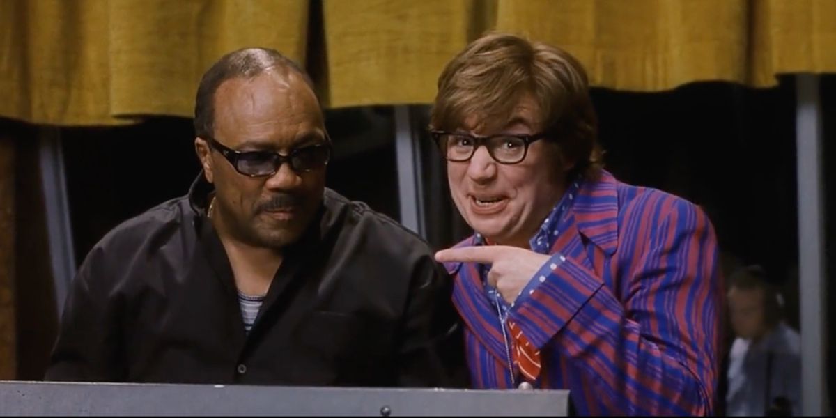 Austin Powers pointing at Quincy Jones