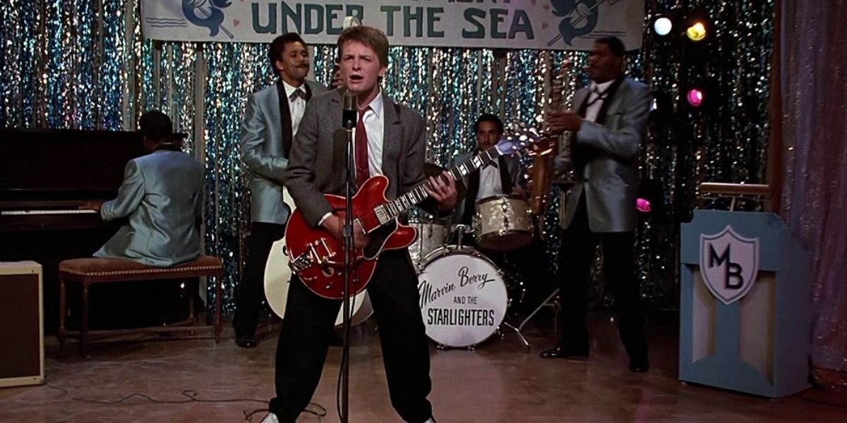 Marty McFly performing at his parents prom