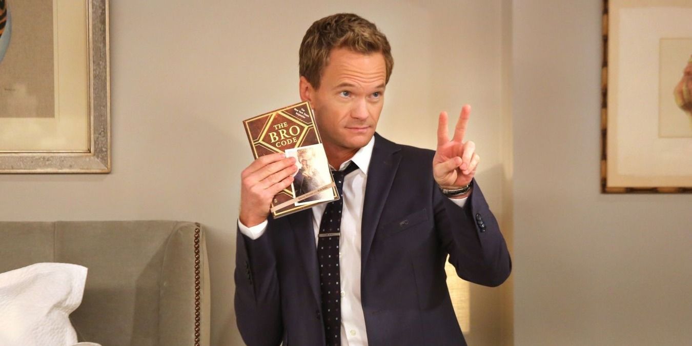 Barney holding the Bro Code in How I Met Your Mother.