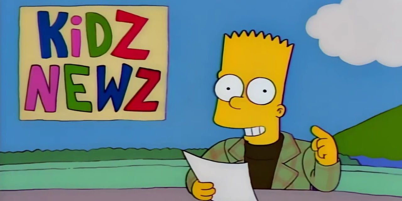 Bart presents the news in The Simpsons