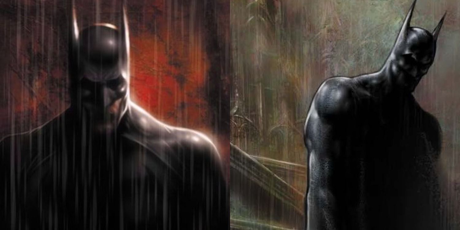 Art of Batman by Liam Sharp for Batman: Reptilian of the hero broodily standing in the rain