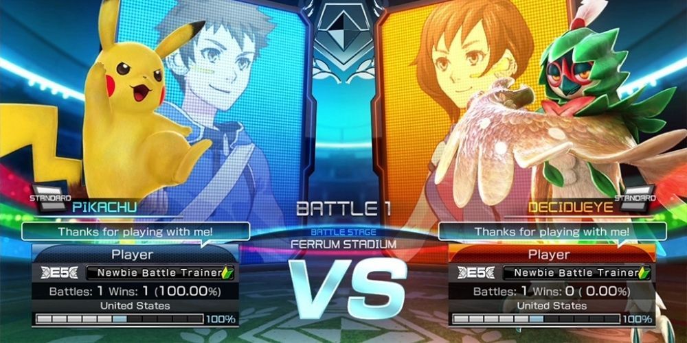 A duel between two new characters as seen in the Pokkén Tournament