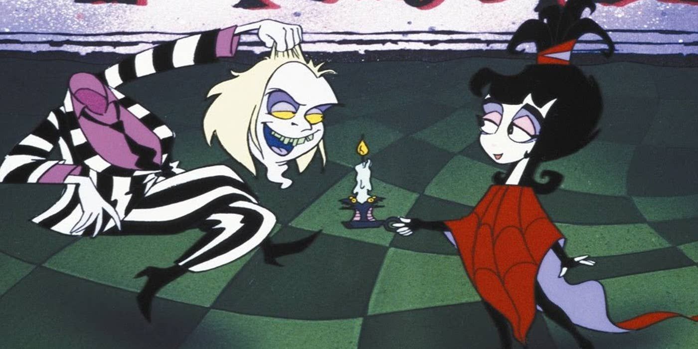 An image of an animated Beetlejuice and Lydia on the series