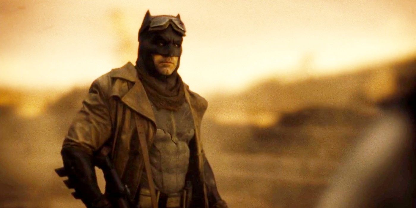 Batman in war gear during the Knightmare sequence in Justice League