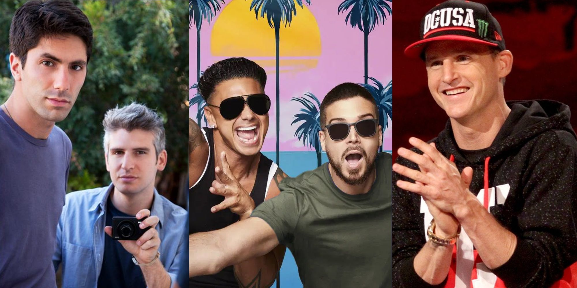 An image of Max and Nev of Catfish, Vinny and Pauly D of Jersey Shore Family Vacation, and Rob Dyrdek of Ridiculousness