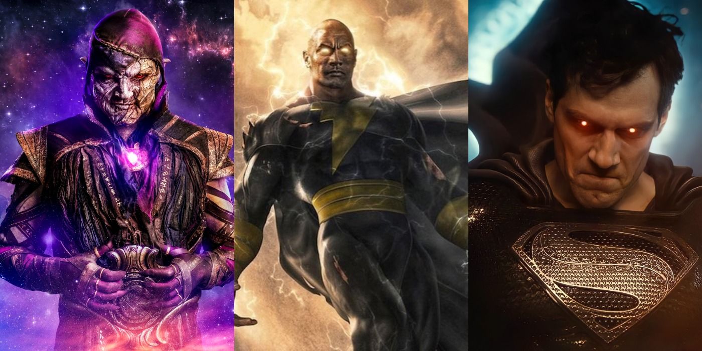 Main image with Dwayne Johnson Black Adam art, Eclipso from Stargirl, and Black Suit Superman