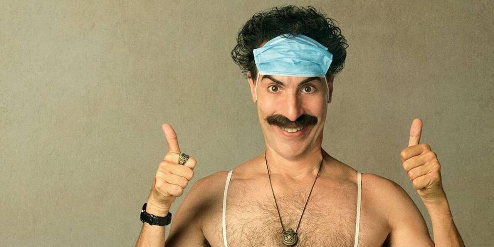 Borat with two thumbs in the air