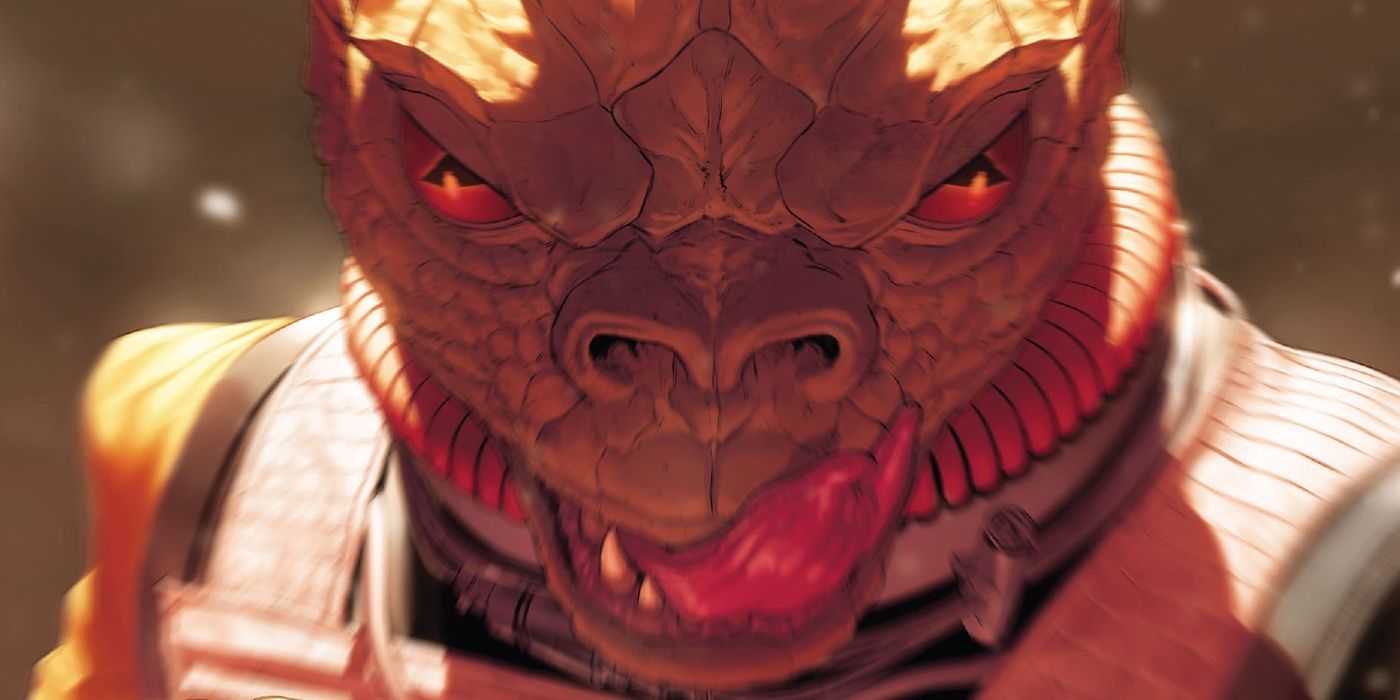 Bossk licks his lips in a Star Wars comic book.