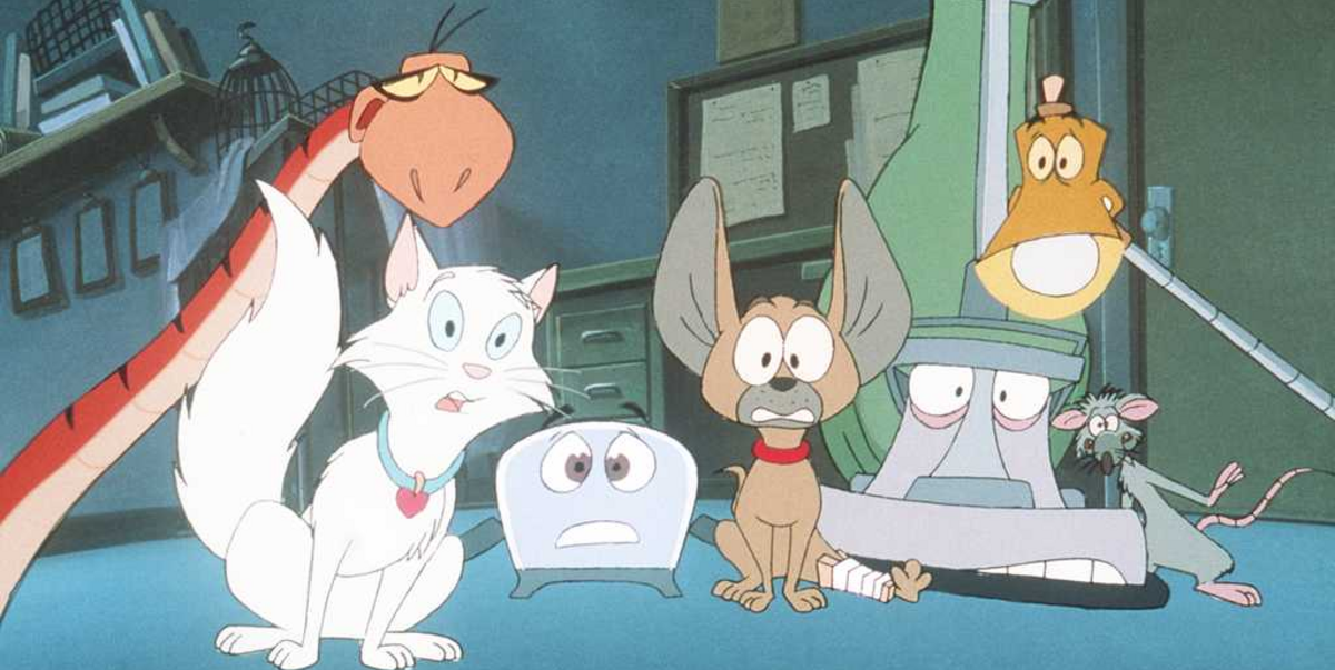 The group from Brave Little Toaster To The Rescue looking scared