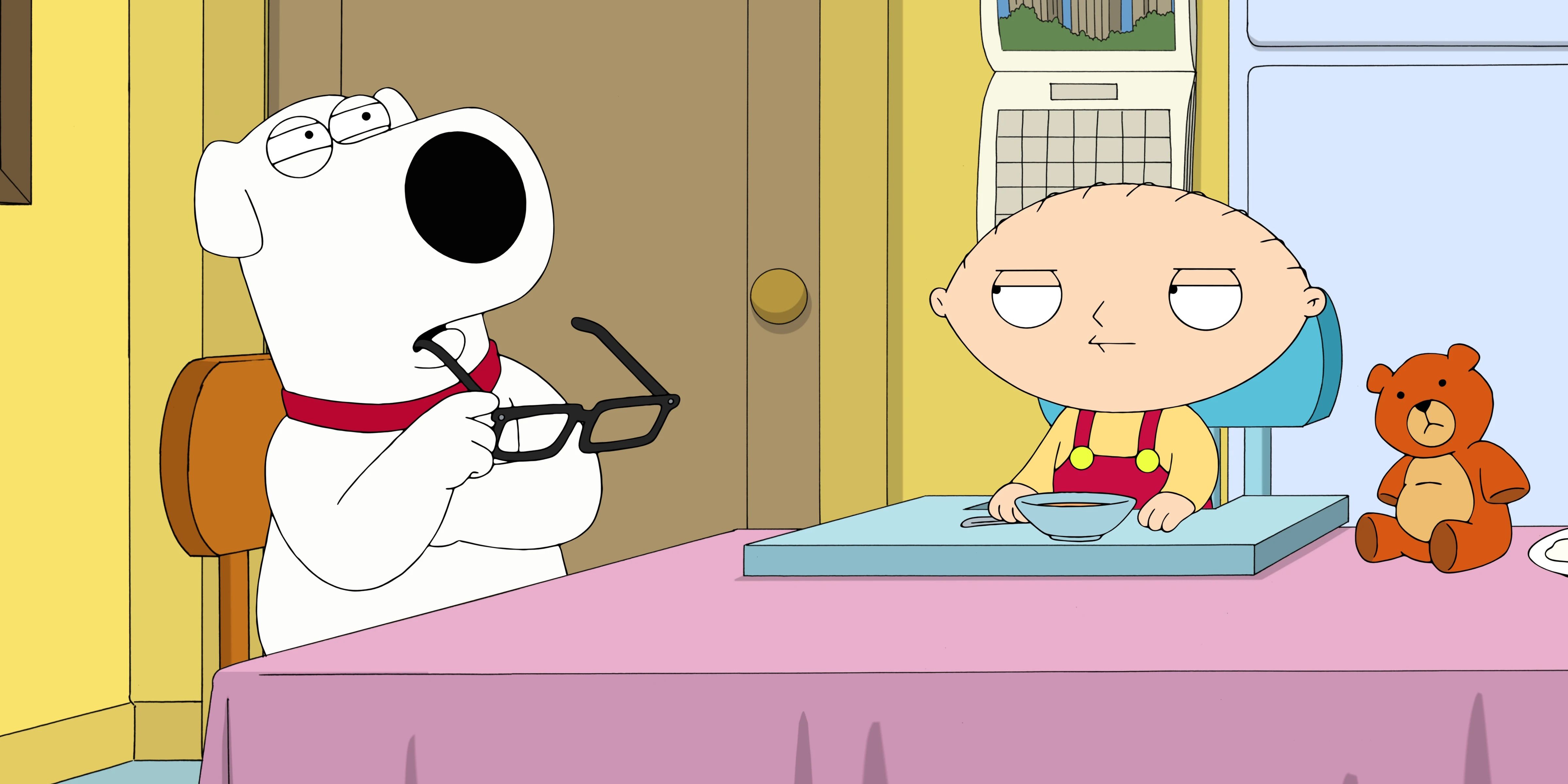 Brian and Stewie in the kitchen in Family Guy