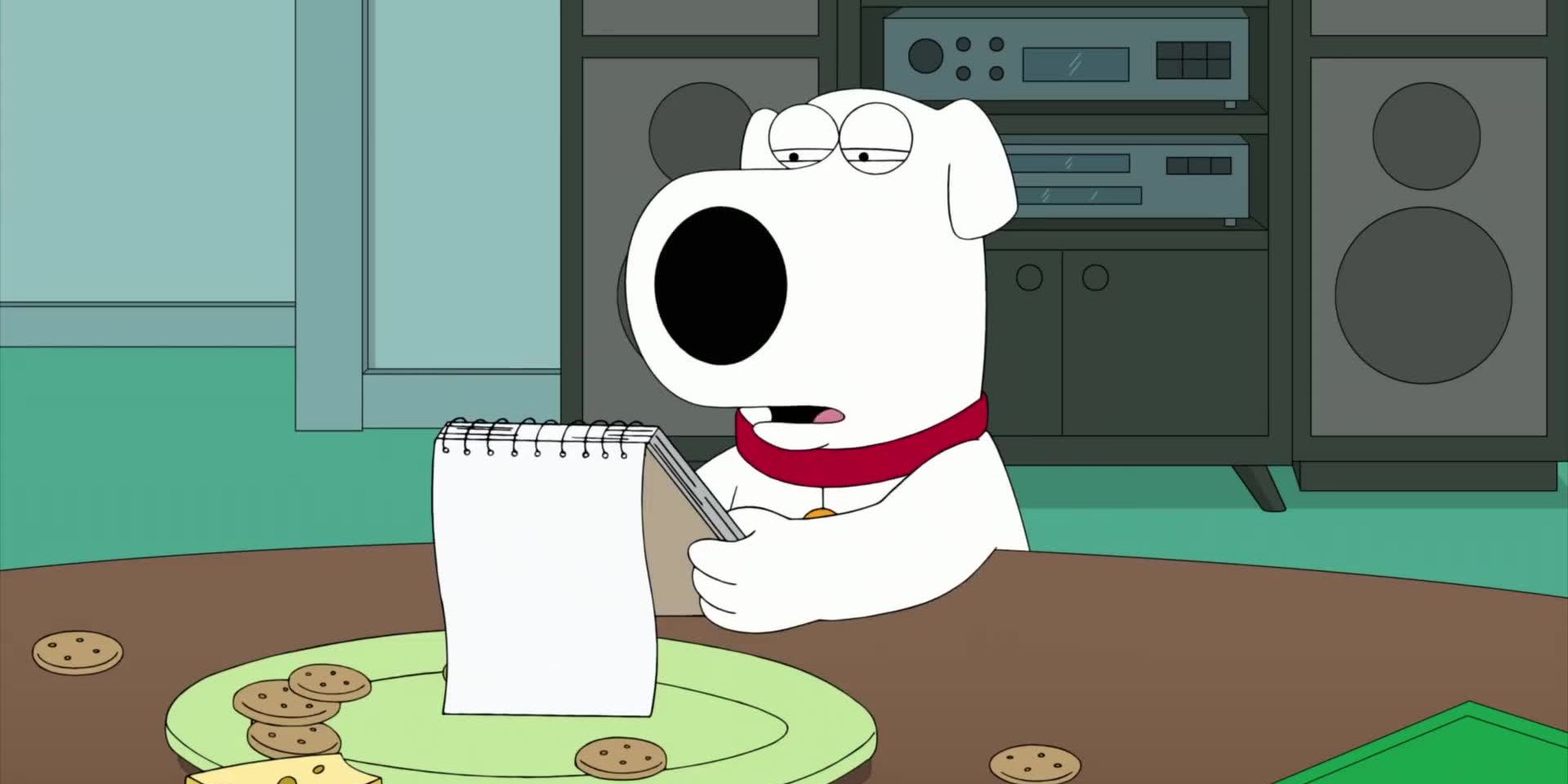 Brian with a notepad in Family Guy