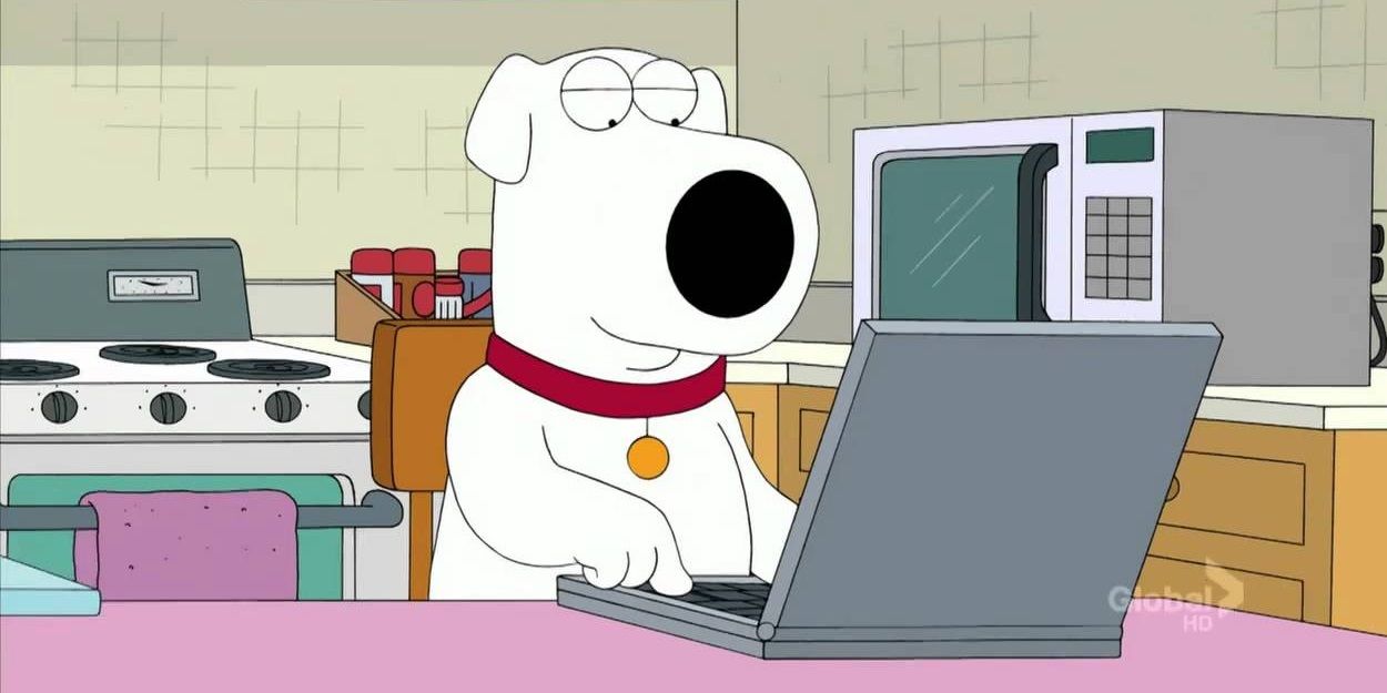 Brian writing in the kitchen in Family Guy