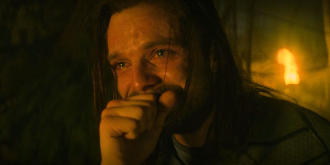 Bucky cries after the Dora Milaje helps him overcome his programming