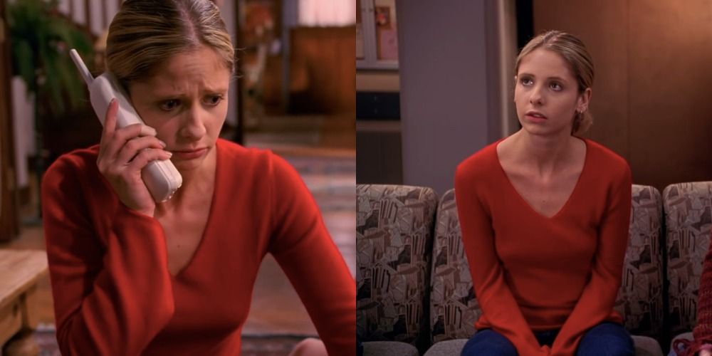 Buffy in the episode The Body; on the phone and sitting at the hospital