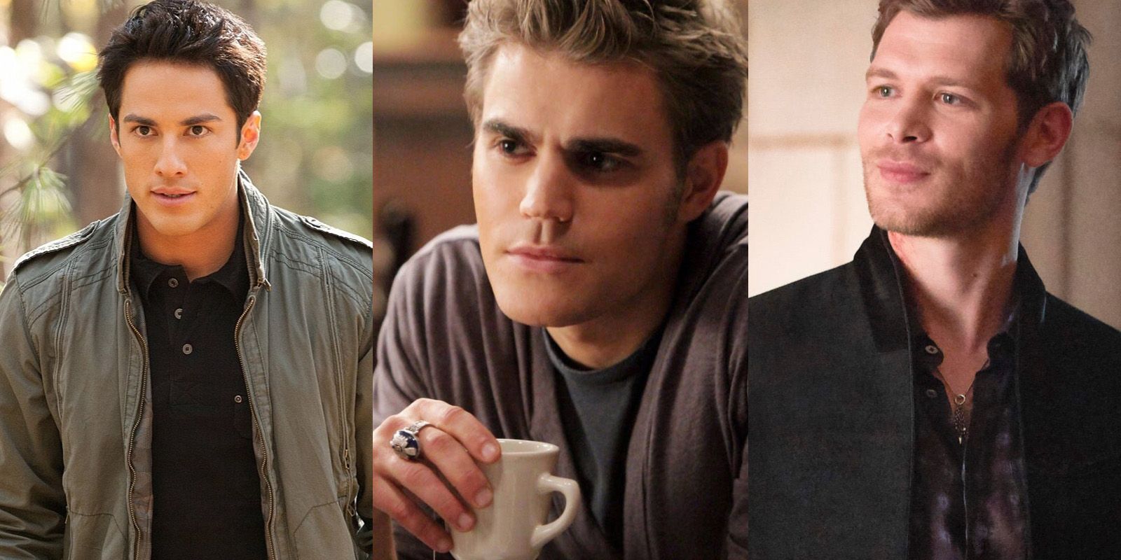 Split image of Tyler, Stefan and Klaus from Vampire Diaries