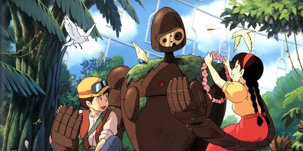 Three characters in the jungle in Castle in the Sky.