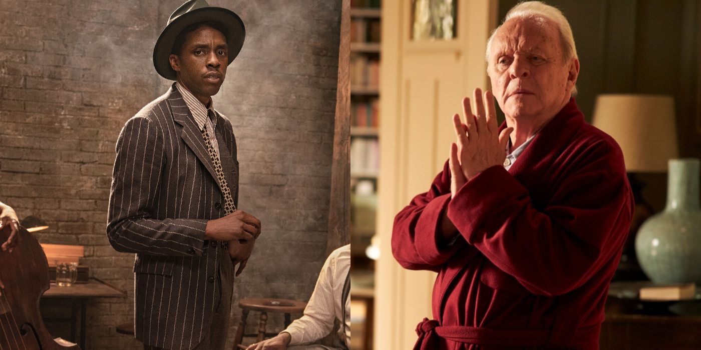 Chadwick Boseman in Ma Rainey's Black Bottom and Anthony Hopkins in The Father