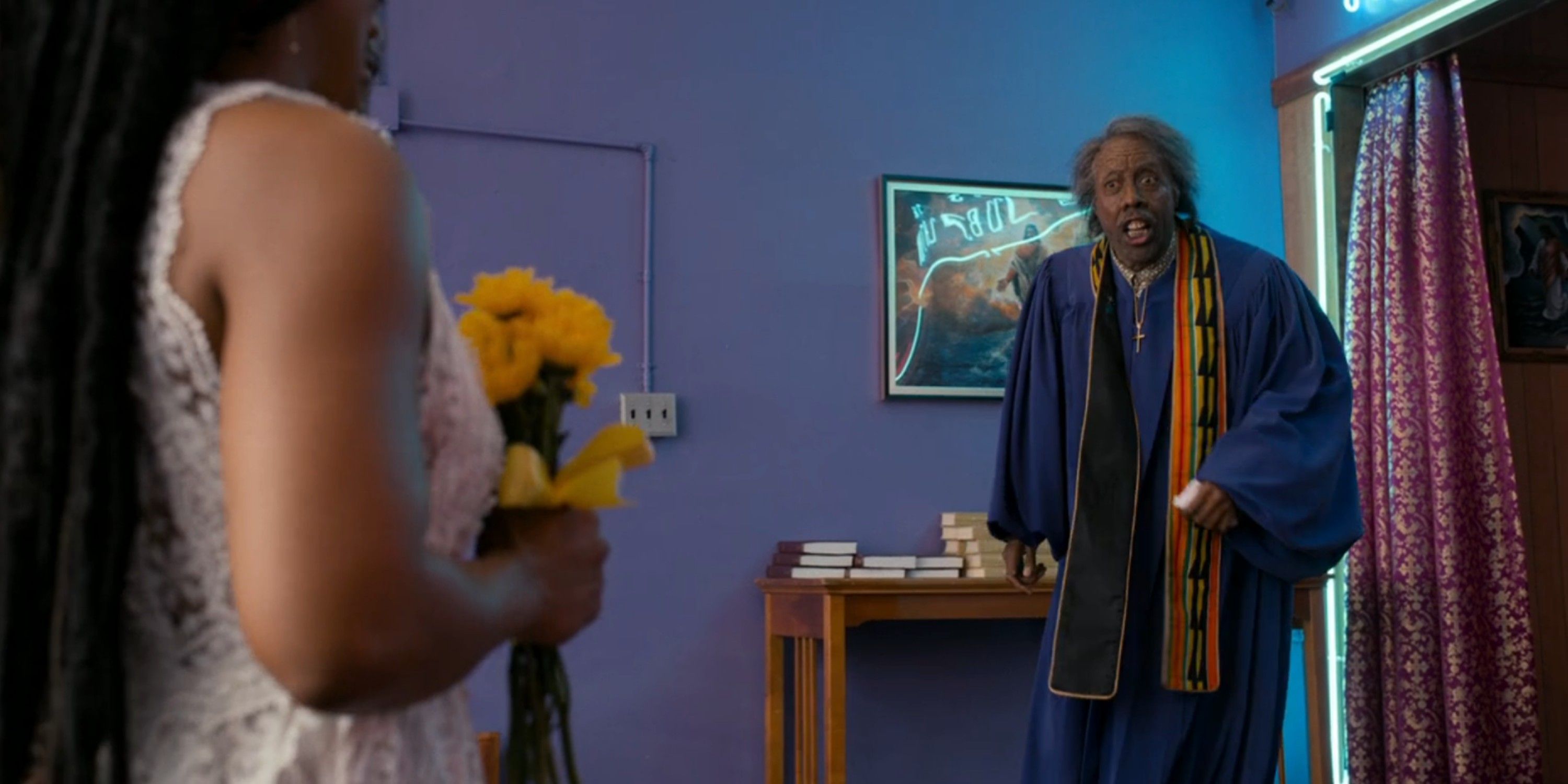Arsenio Hall as Reverend Brown in Coming 2 America on Amazon Prime