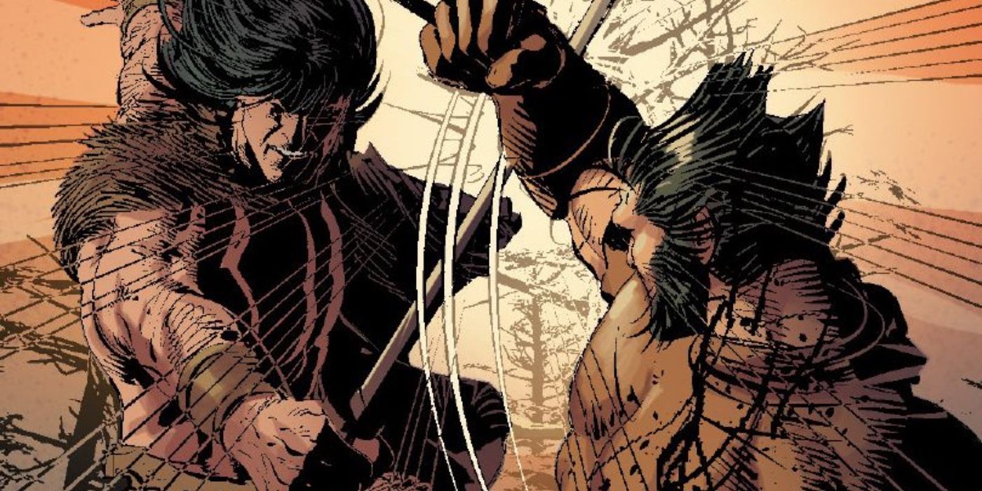 Wolverine blocks an attack from Conan 