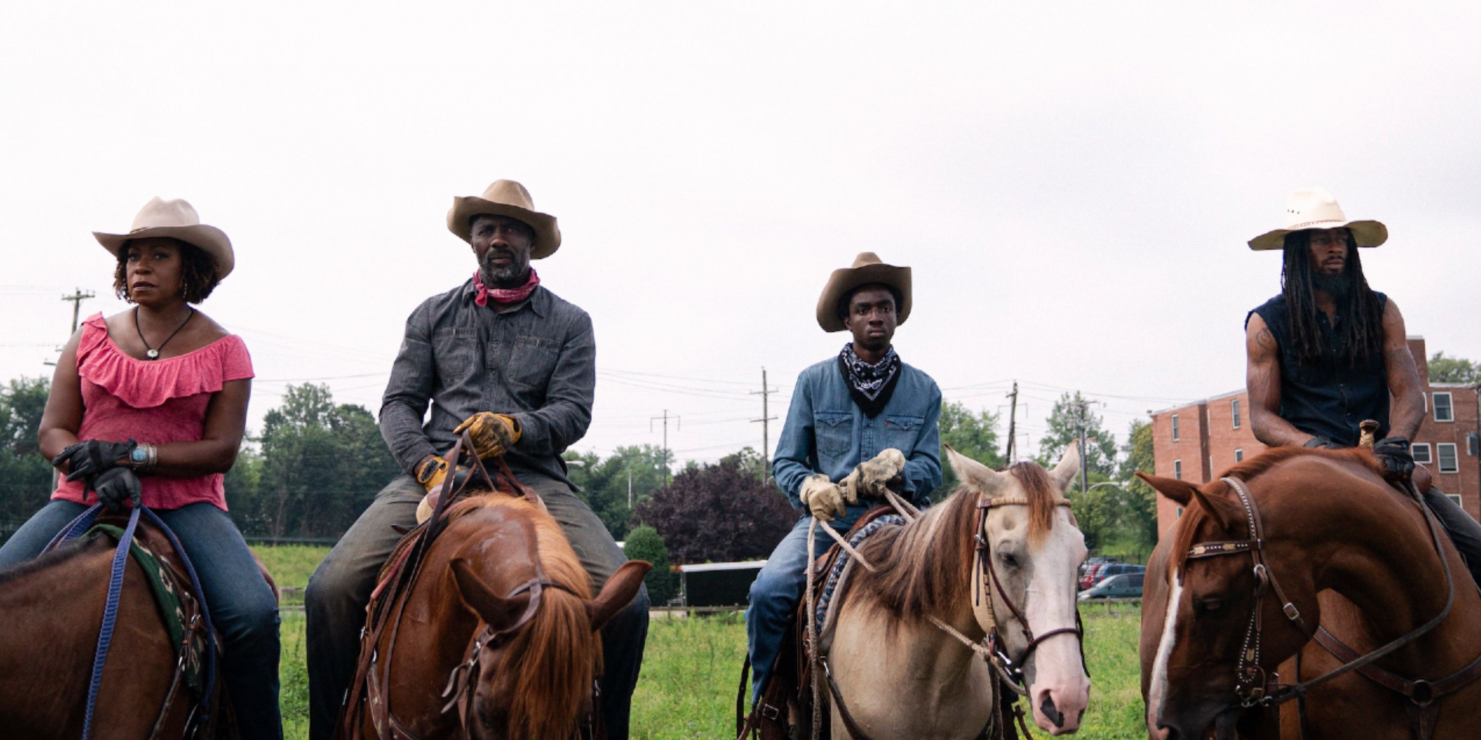 Idris Elba as Harp and Caleb McLaughlin as Cole in Concrete Cowboy on Netflix