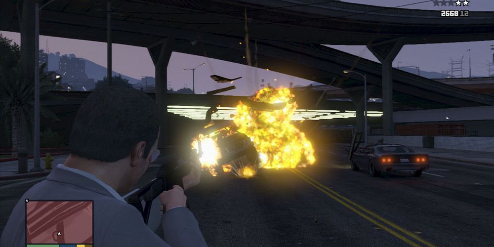 Michael Shoots Explosive Bullets in Grand Theft Auto V