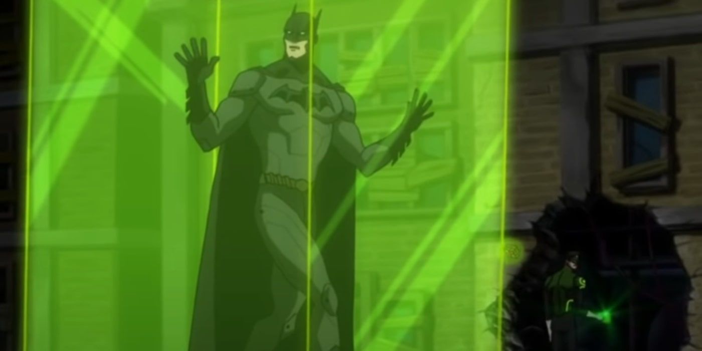 Batman is trapped by Green Lantern while he deals with Superman in Justice League: War.