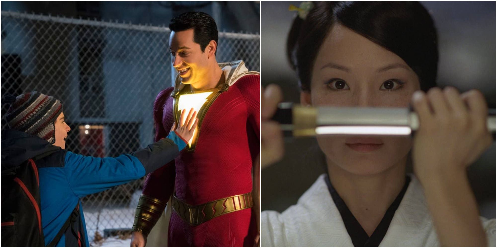 Shazam and Lucy Lui split image