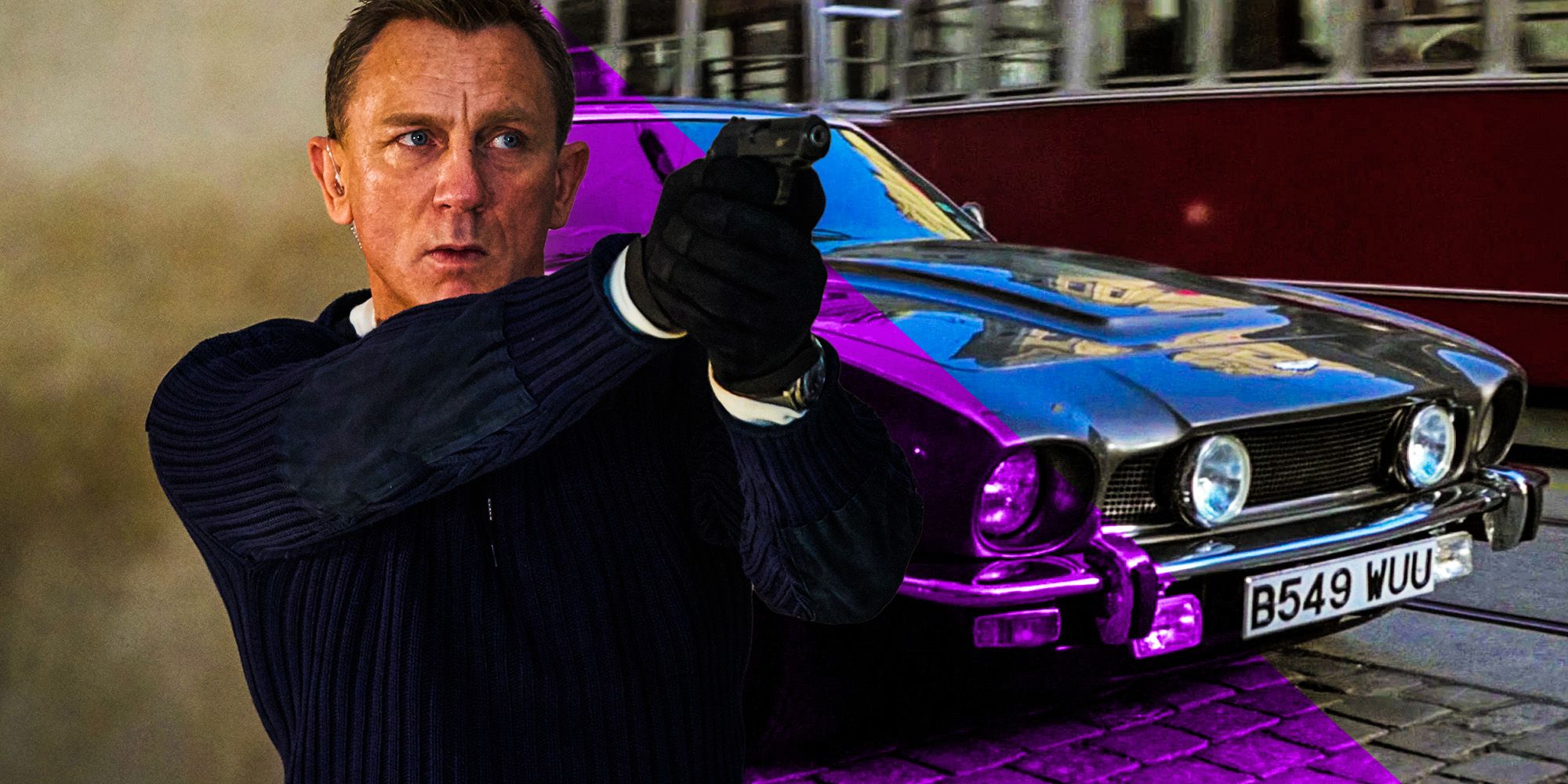 Daniel Craig No time to die Living daylights Aston Martin V8 homage