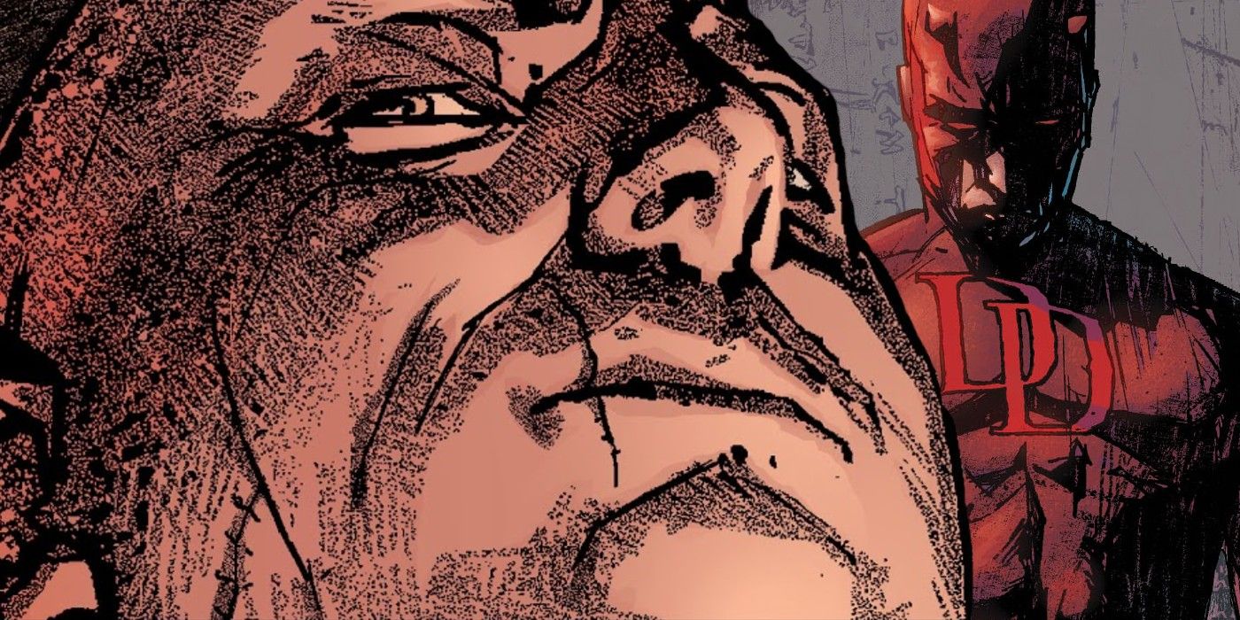 Split image of Kingpin and Daredevil from Marvel Comics