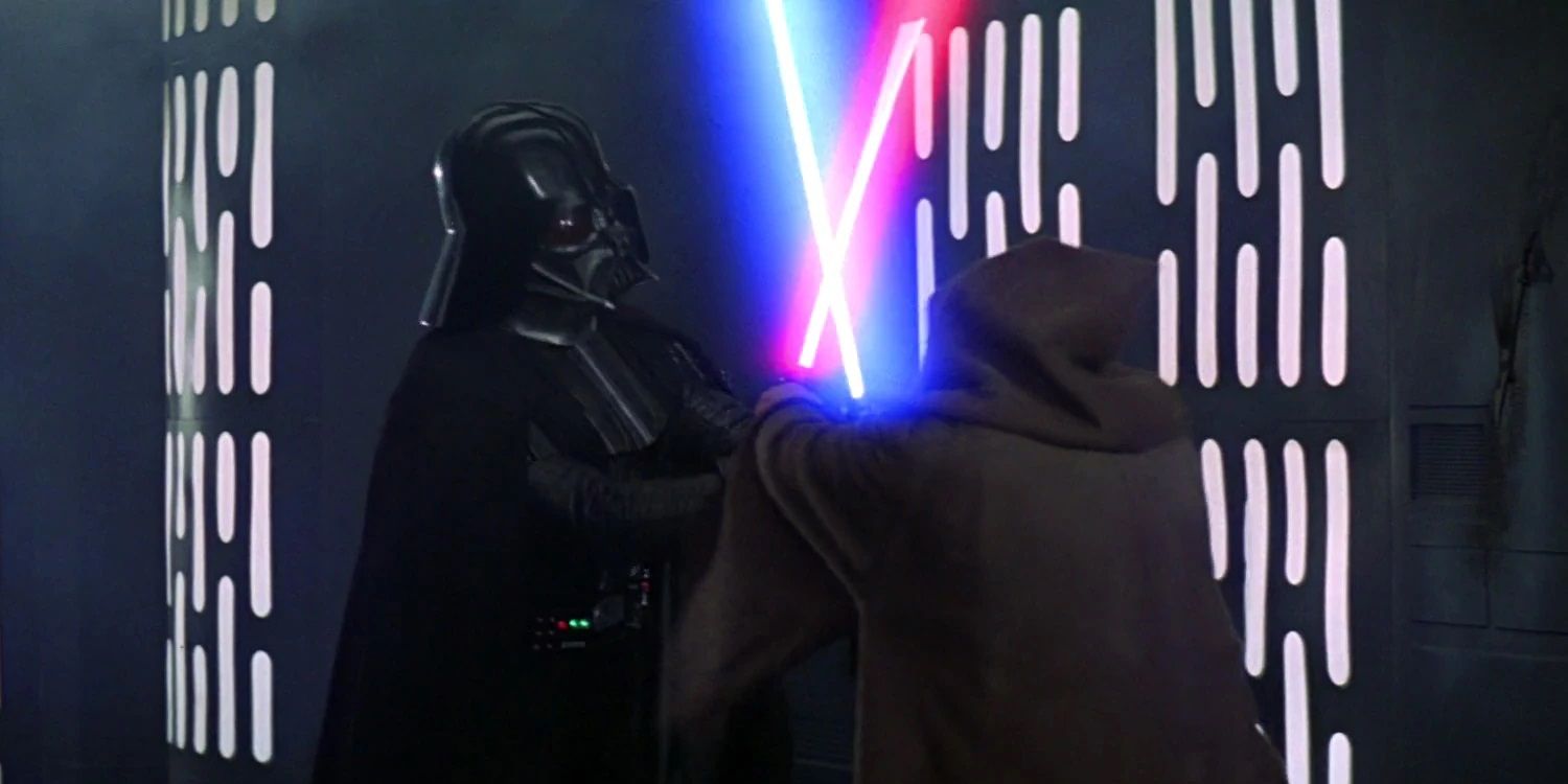 Darth Vader fighting Obi-Wan on the Death Star