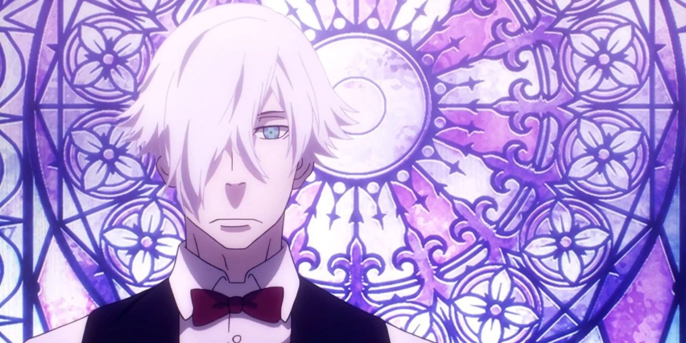 A sad-looking bartender in the Death Parade anime
