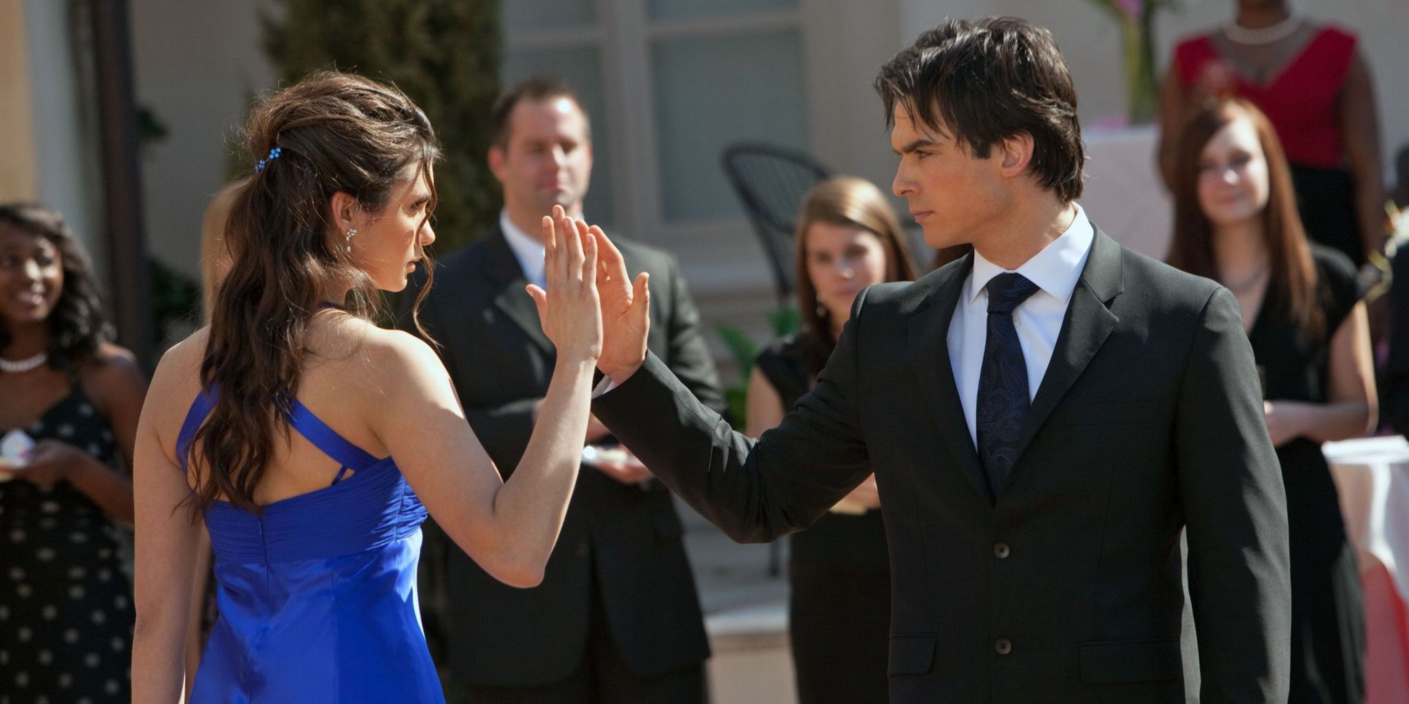 Damon and Elena dance in The Vampire Diaries.