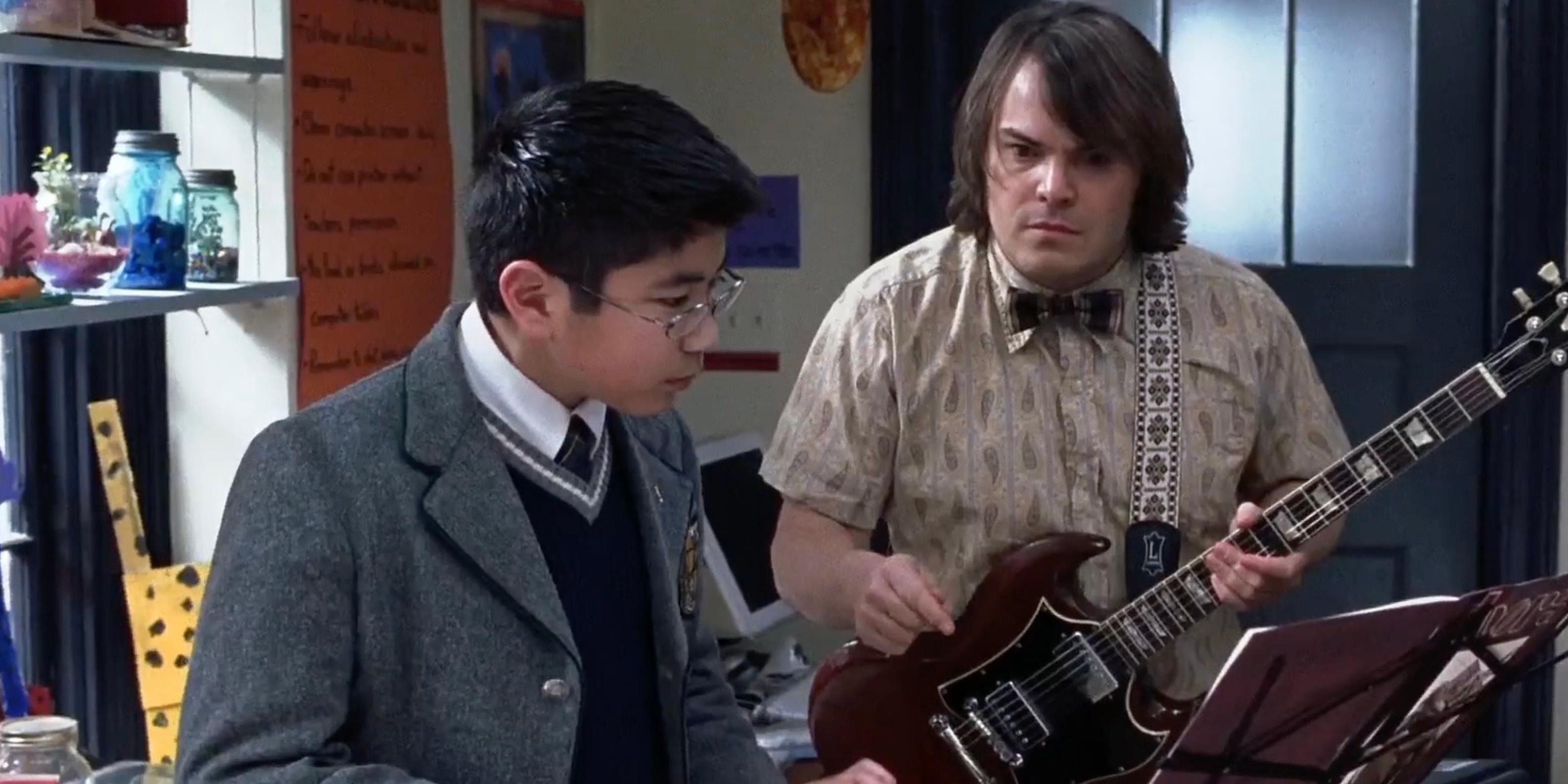 Dewey teaches Lawrence to play Touch Me in School of Rock