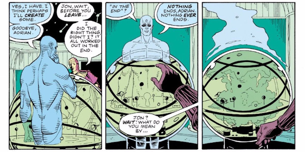 Doctor Manhattan talking to Ozymandias in Watchmen
