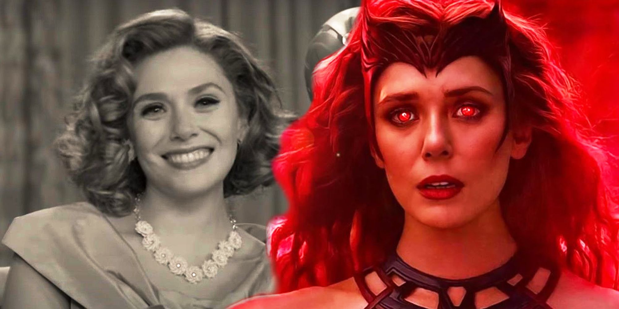 Elizabeth Olsen as Scarlet Witch in WandaVision Episode 1 and Episode 9