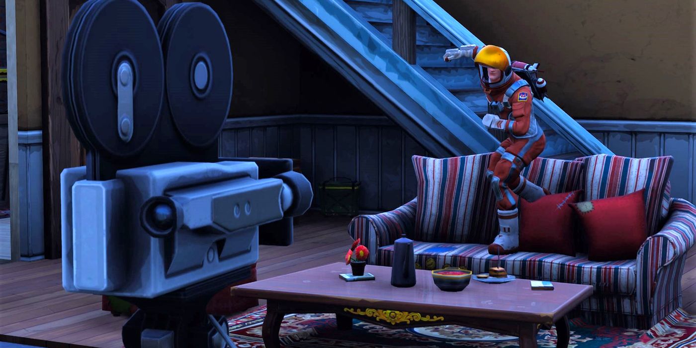 A Fortnite player poses in front of a camera