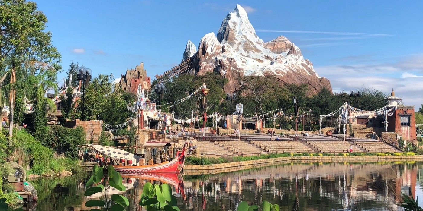 A shot from the outside of Expedition Everest in Disney
