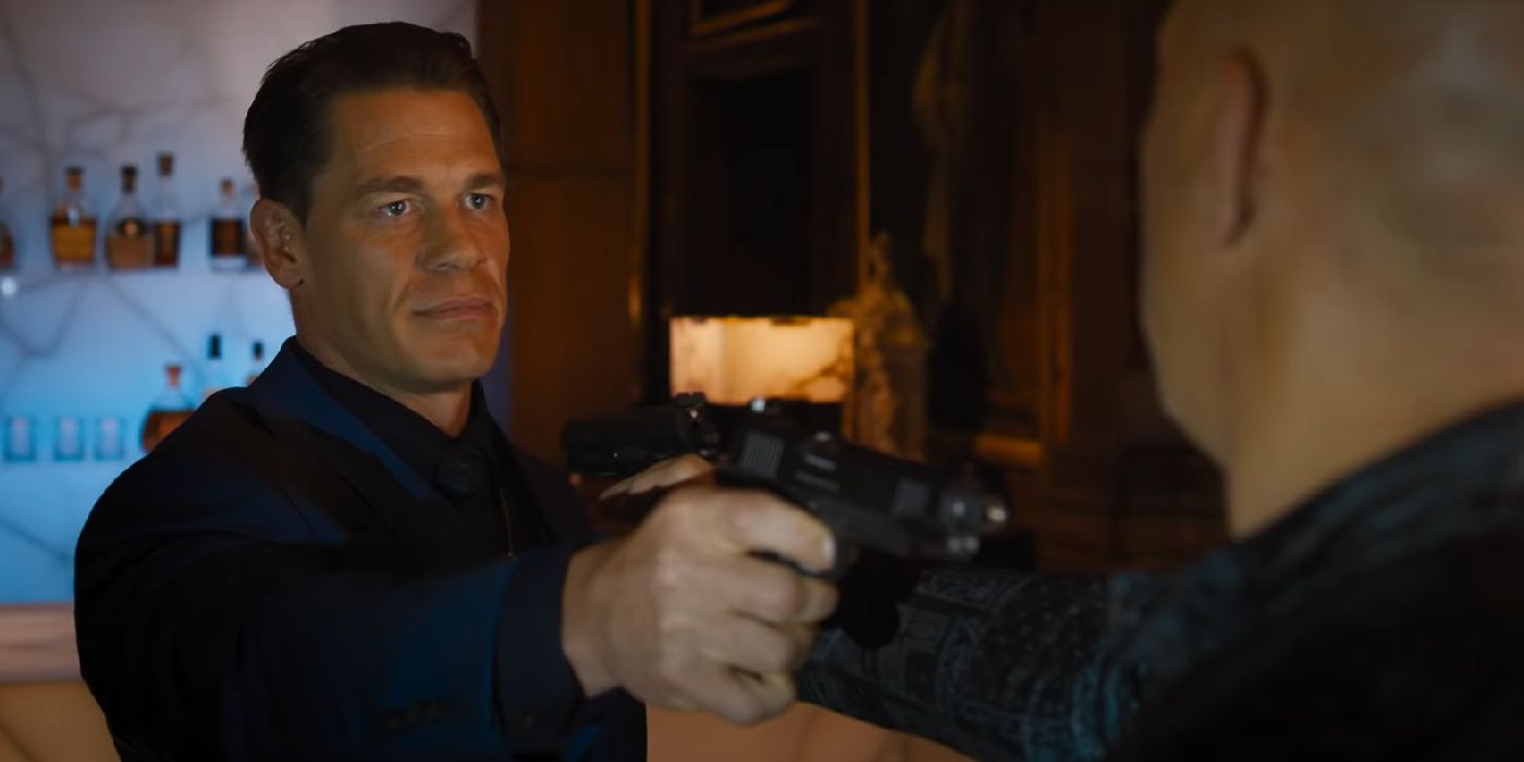 Jakob pointing a gun at Dom in Fast and Furious 9