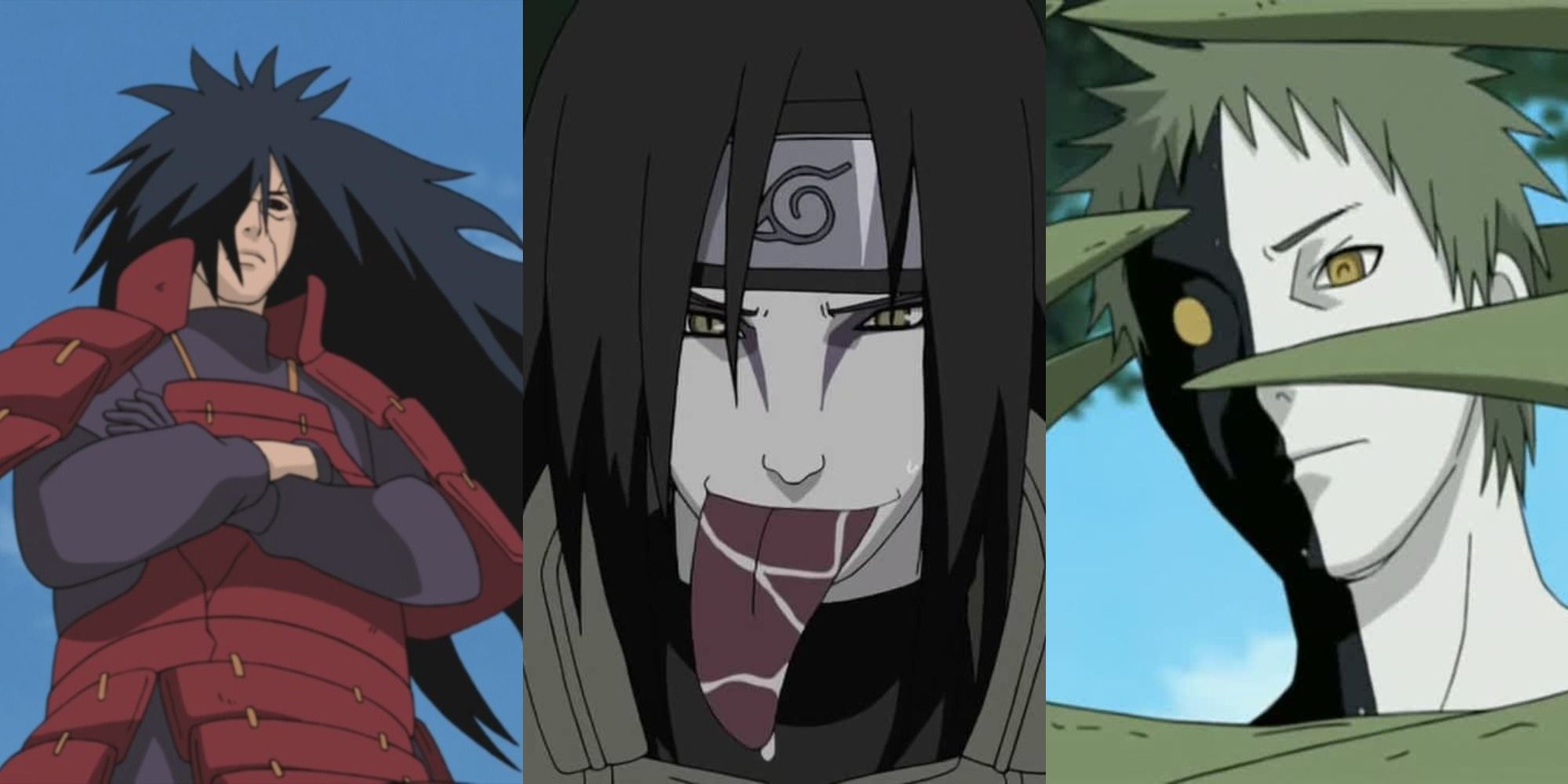 Split image of Madara, Orochimaru and Zetsu from Naruto