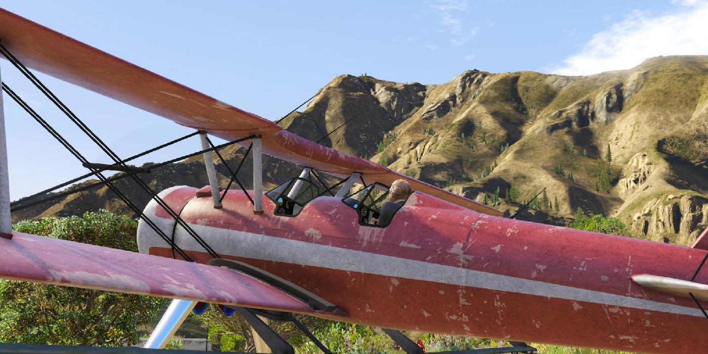 Flying a biplane in Grand Theft Auto V