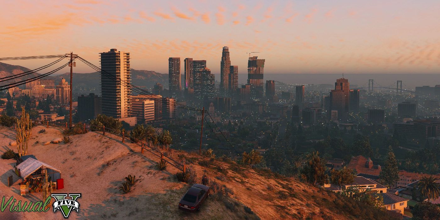 A view of the city skyline in Grand Theft Auto V