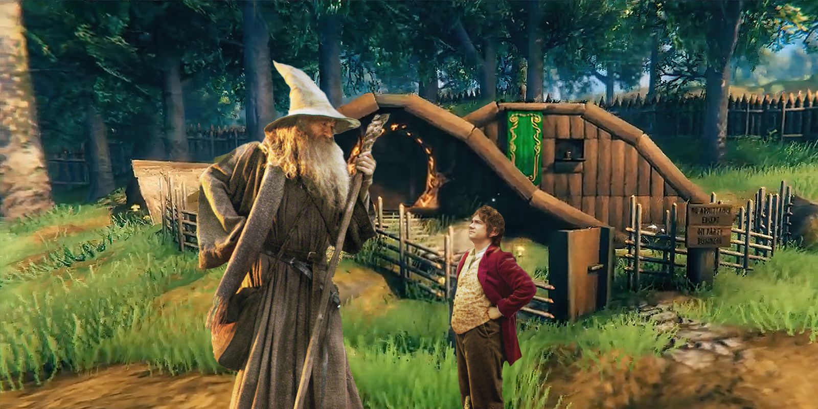 Gandalf And Bilbo In Front Of Bilbo's House In Valheim